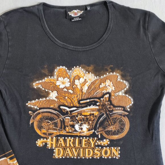 Harley-Davidson shirt women's size M black with graphic design crew neck - Picture 2 of 10